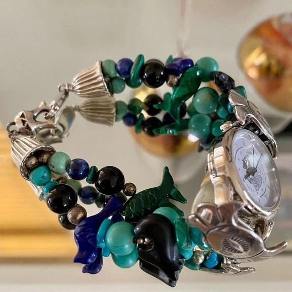 Navajo Sterling Silver Turquoise Fetish Native American Watch - Picture 3 of 9